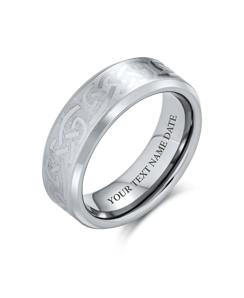 Bling Jewelry Unisex Irish Viking Celtic Infinity Love Knot Couples Wide Titanium Band Rings 7MM Matte Silver Tone