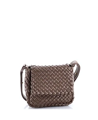 Pre-Owned Bottega Veneta Mini Cobble Flap Shoulder Bag Padded Intrecciato Leather