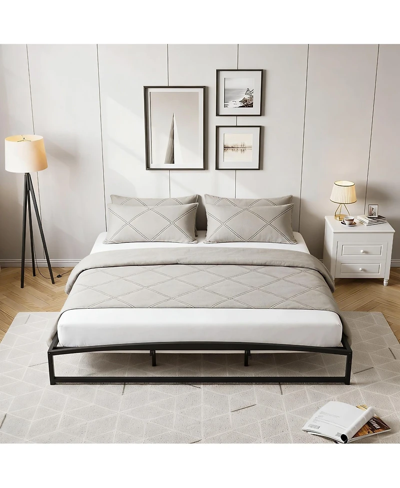 gaomon 10in Metal Platform Bed Frame Steel Slats No Box Spring