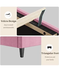 gaomon Queen Size Velvet Upholstered Platform Bed Frame with Adjustable Headboard, Wooden Slats Support, No Box Spring Needed, Easy Assembly