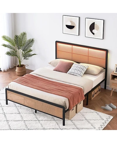 gaomon Twin Xl Velvet Upholstered Bed Frame with Headboard, Modern Platform Bed with Wood Slats Support, No Box Spring