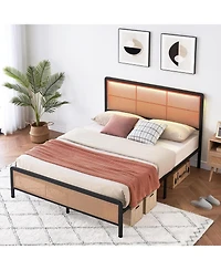 gaomon Twin Xl Velvet Upholstered Bed Frame with Headboard, Modern Platform Bed with Wood Slats Support, No Box Spring
