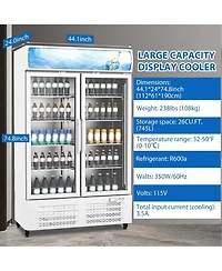 gaomon Commercial Refrigerators, 25.3 Cu.Ft. Upright Display Fridge, Beverage Cooler with Led Light, Adjustable Shelves