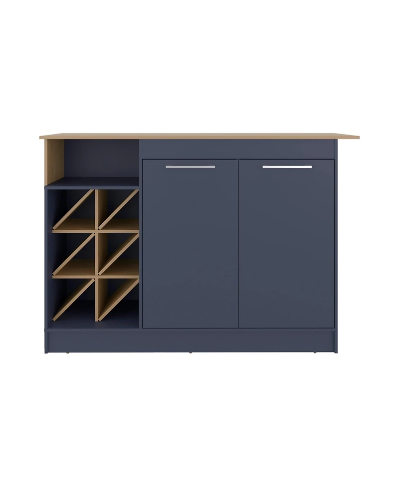 Fm Furniture Oker kitchen cabinet with island, bottle rack, and shelves for organizing your home