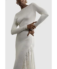 Karen Millen Women's Slinky Lace Asymmetric Maxi Dress