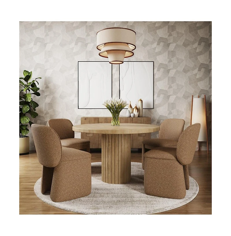 Jofran Set of 2 Breck Mid-Century Modern Curved Upholstered Dining Chair