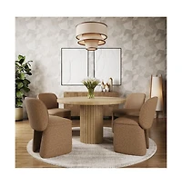 Jofran Set of 2 Breck Mid-Century Modern Curved Upholstered Dining Chair