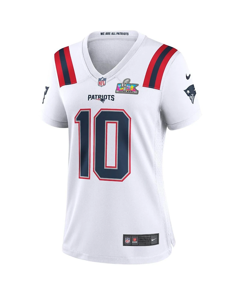 Nike Women's Drake Maye White New England Patriots Super Bowl Lx Patch Game Jersey