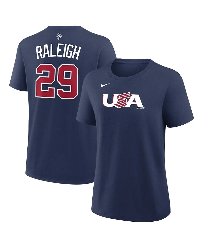 Nike Women's Cal Raleigh Navy Usa Baseball 2026 World Classic Name Number T-Shirt