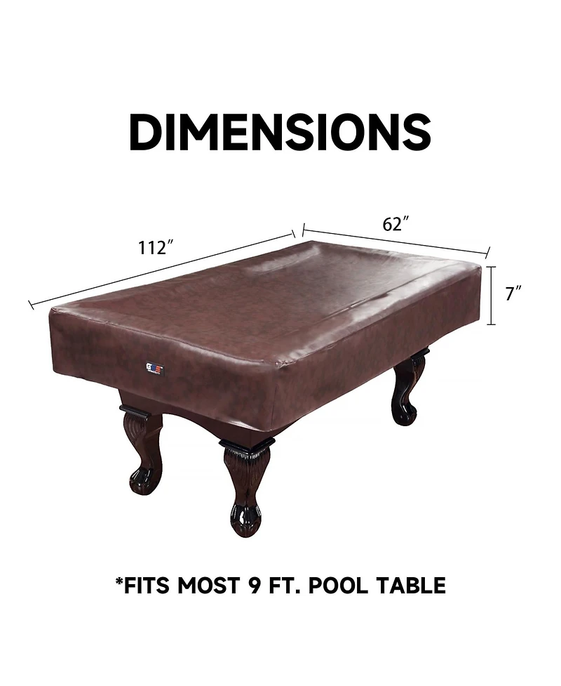 Gse Games & Sports Expert Russet Heavy Duty Leatherette Pool Table Covers, Waterproof Tearproof Cover for