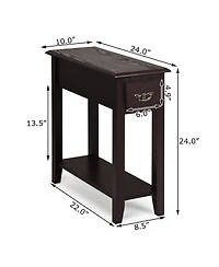 Gymax Set of 2 Nightstand 2 Tier End Bedside Sofa Side Table w/Drawer andShelf