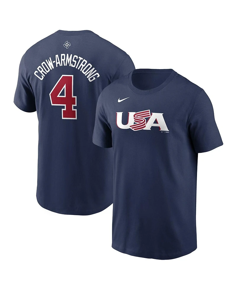 Nike Men's Pete Crow-Armstrong Navy Usa Baseball 2026 World Baseball Classic Name Number T-Shirt