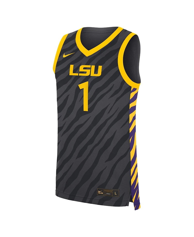 Nike Men's and Women's 1 Anthracite Lsu Tigers Replica Basketball Jersey
