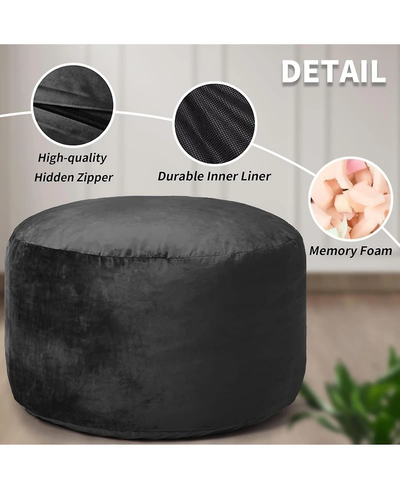 gaomon 48" Giant Bean Bag Chair, Memory Foam, Plush Velvet, Washable Cover for Adults/Kids