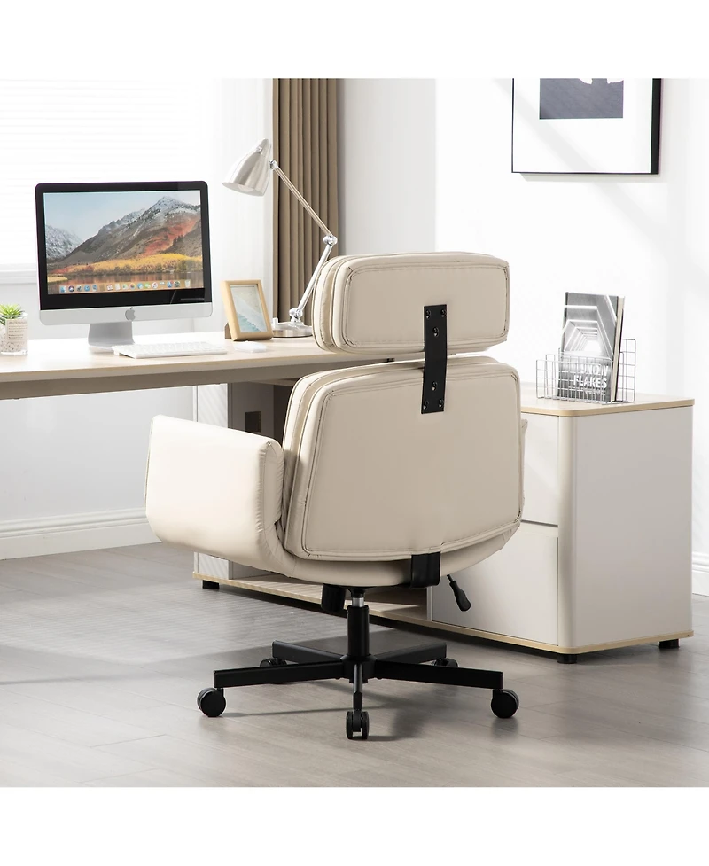 Clihome Modern Swivel Gaming Chair Pu Lounge Desk with Wide Seat, Office Chairs
