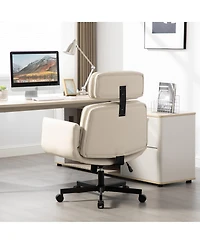 Clihome Modern Swivel Gaming Chair Pu Lounge Desk with Wide Seat, Office Chairs