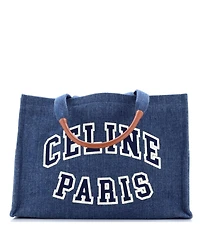 Pre-Owned Celine Large Cabas Thais Tote Denim with Applique