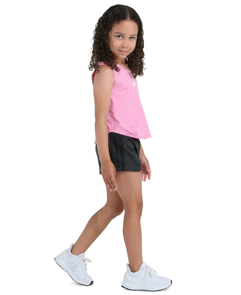 adidas Girls' 2T-6X Sleeveless Melange Flounce Tank Top and Shorts, 2-Piece Set