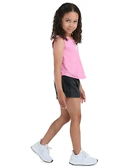 adidas Girls' 2T-6X Sleeveless Melange Flounce Tank Top and Shorts, 2-Piece Set