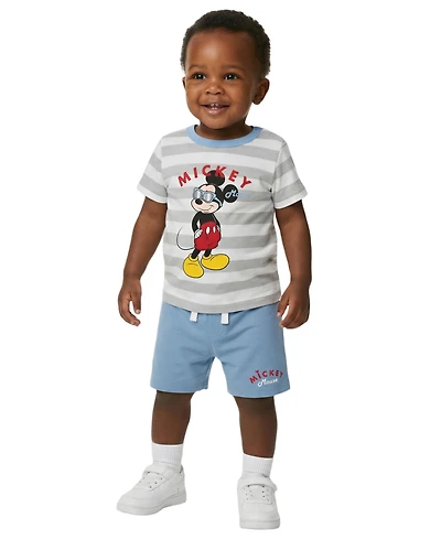 Disney Baby Boys' Mickey Print Top and Shorts, 2-Piece Set