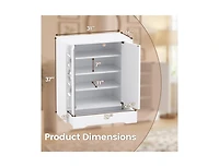 Slickblue Mirrored Shoe Cabinet 4-Tier Organizer with Large Drawer