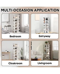 gaomon 6-Tier Round 360° Rotating Shoe Tower, Large Capacity Space-Saving Spinning Organizer