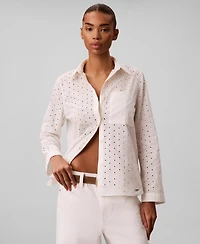 Calvin Klein Women's Long-Sleeve Classic-Fit Collared Shirt