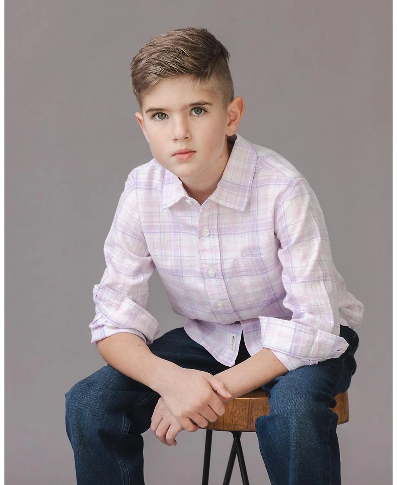 Hope & Henry Toddler Boys Hope and Henry Linen Long Sleeve Button Down Shirt