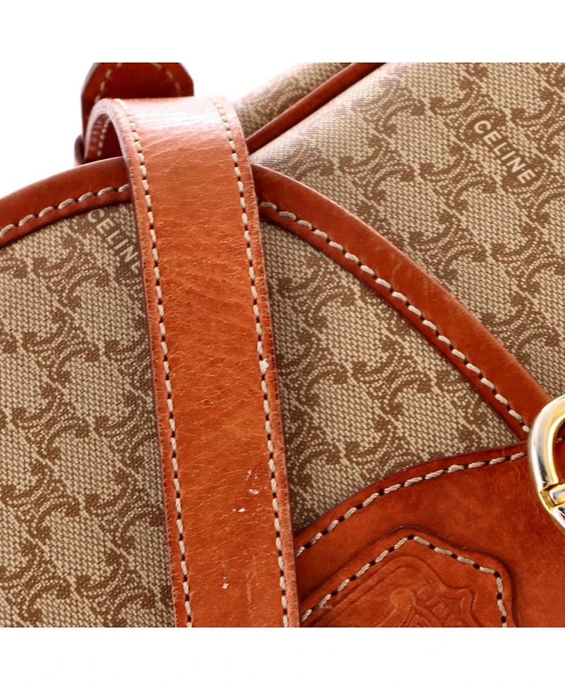 Pre-Owned Celine Small Vintage Saddle Flap Shoulder Bag Macadam Coated Canvas