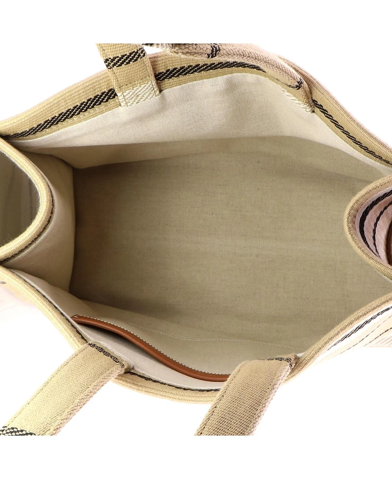 Pre-Owned Celine Large Cabas Thais Tote Triomphe Striped Jacquard Textile