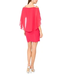 Msk Beaded-Strap Capelet-Back Dress
