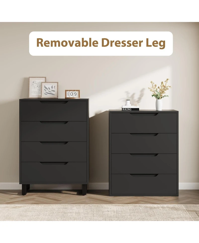 gaomon 4 Dresser for Bedroom, 41.5" Tall Dresser, Freestanding Vertical Drawer Cabinet with Storage, Wooden Closet Storage Chest