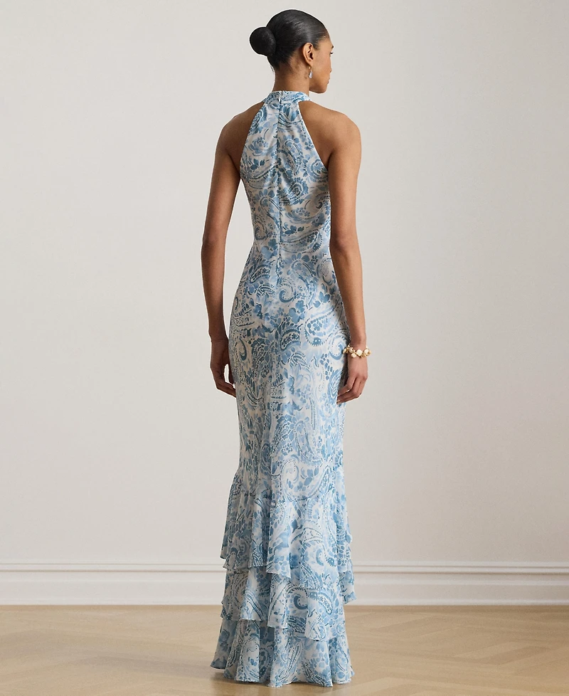 Lauren Ralph Women's Paisley-Print Halter Neck Maxi Dress