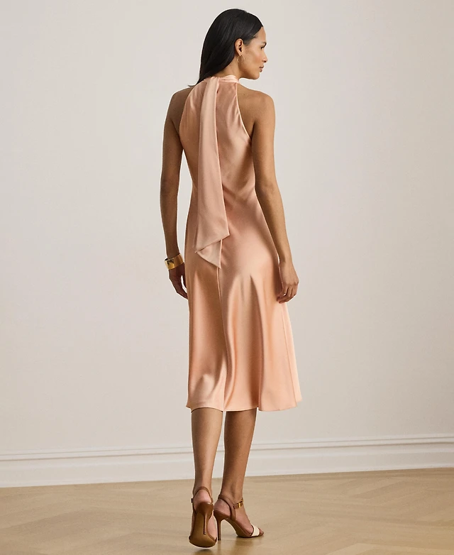 prasetijo halter midi dress Paola Halter Linen Midi Dress