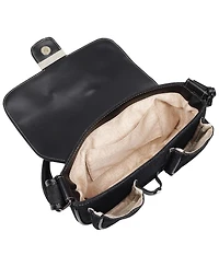 True Religion Double Pocket Denim Satchel with Horseshoe Hardware