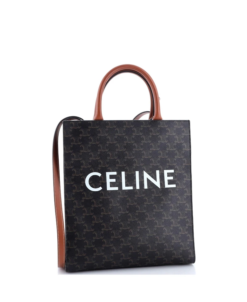 Pre-Owned Celine Small Vertical Cabas Tote Triomphe Coated Canvas