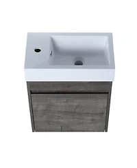 Sillysis 18" Wall Mounted Bathroom Vanity with Resin Sink, Soft Close Door & Ample Storage for Small Spaces