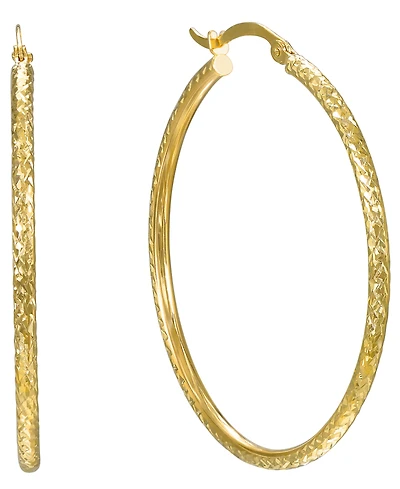 Macy's Diamond Cut Hoop Earrings in 10k Yellow Gold