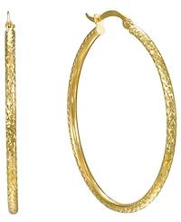 Macy's Diamond Cut Hoop Earrings in 10k Yellow Gold