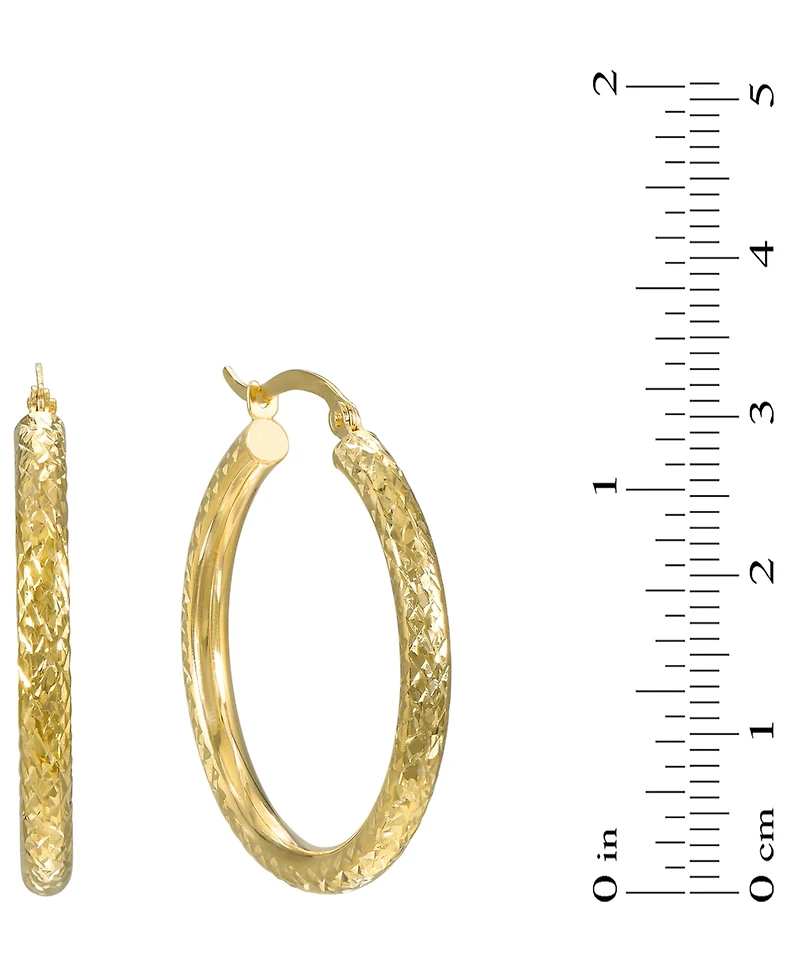 Macy's Diamond Cut Hoop Earrings in 10k Yellow Gold
