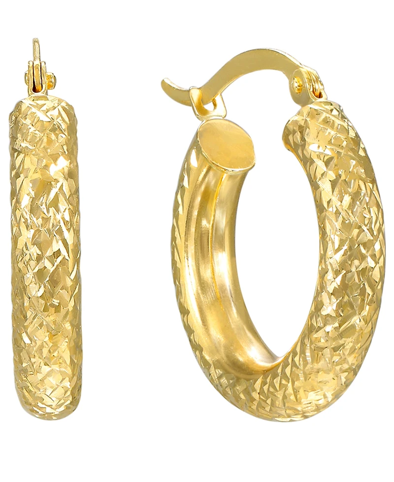 Macy's Diamond-Cut Hoop Earrings 4x20mm in 10k Yellow Gold