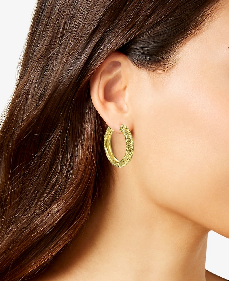 Macy's Diamond Cut Hoop Earrings in 10k Yellow Gold