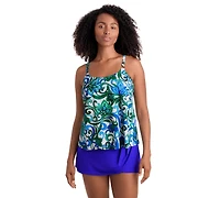 ShapeSolver Sport by Mimi Flamingo Women's Floral-Print Scoop Neck Tankini Top