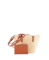 Pre-Owned Celine Small Triomphe Basket Shoulder Bag Braided Raffia and Leather