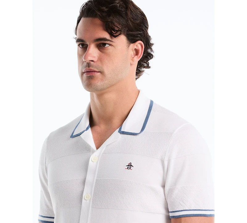 Original Penguin Men's Cotton Seed Stitch Polo Sweater