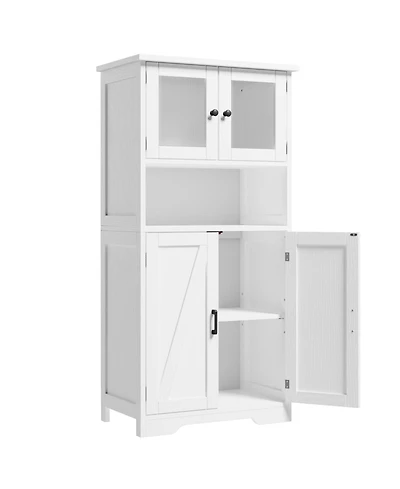 gaomon Storage Cabinets, 54 Inch Tall Hutch Bar Cabinet with Glass Doors and Adjustable Shelves