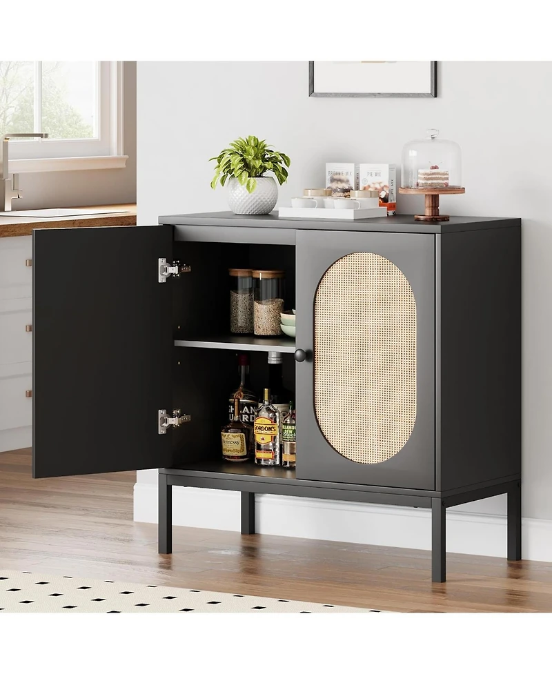 gaomon Modern Storage Cabinet with Fluted Glass Doors Adjustable Shelves and Durable Mdf for Dining and Living Room