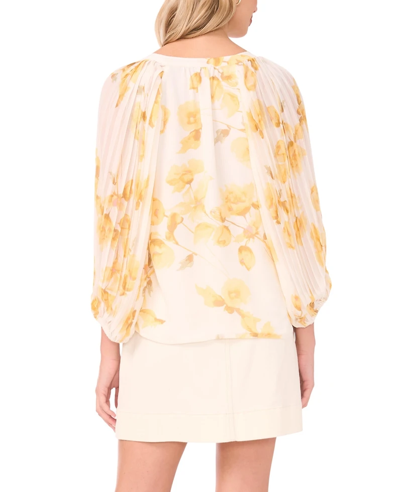 Vince Camuto Women's V-Neck Pleated-Sleeve Blouse