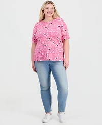 Style & Co Plus Printed Boat-Neck Elbow-Sleeve Top, Macy's Exclusive
