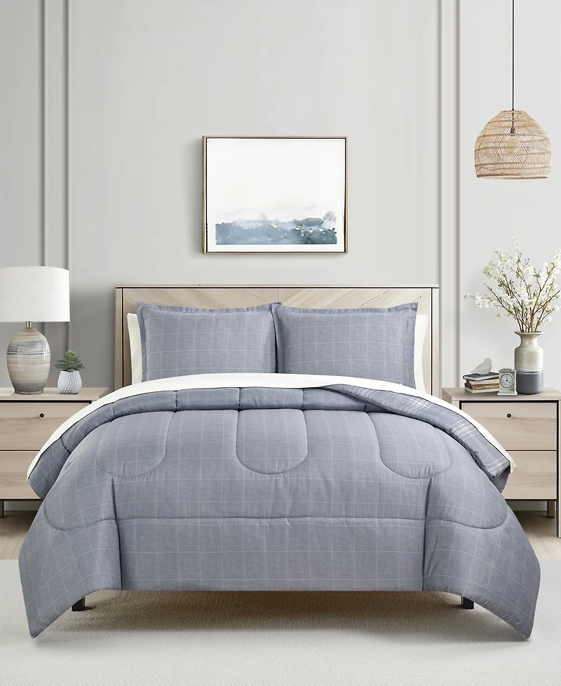 Macy's Benjamin Plaid Reversible 3-Pc. Comforter Sets